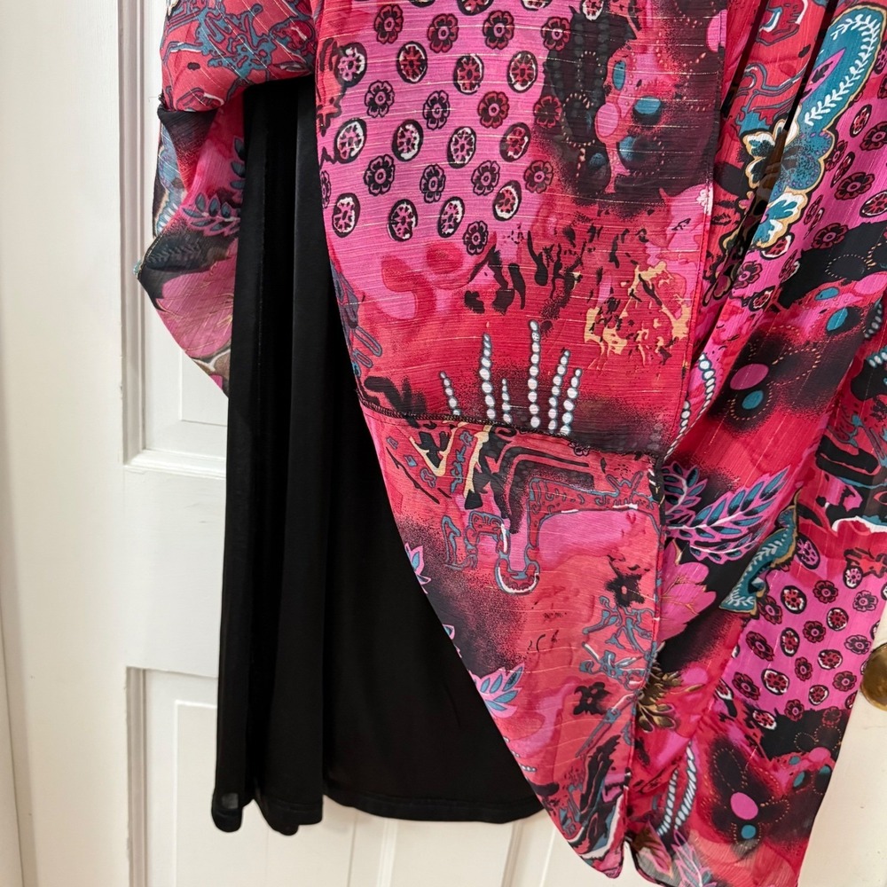 WD.NY Boho Maxi Skirt Sz L Pink Artsy Velvet Waist Shimmer Gypsy Maximalist - Picture 5 of 6